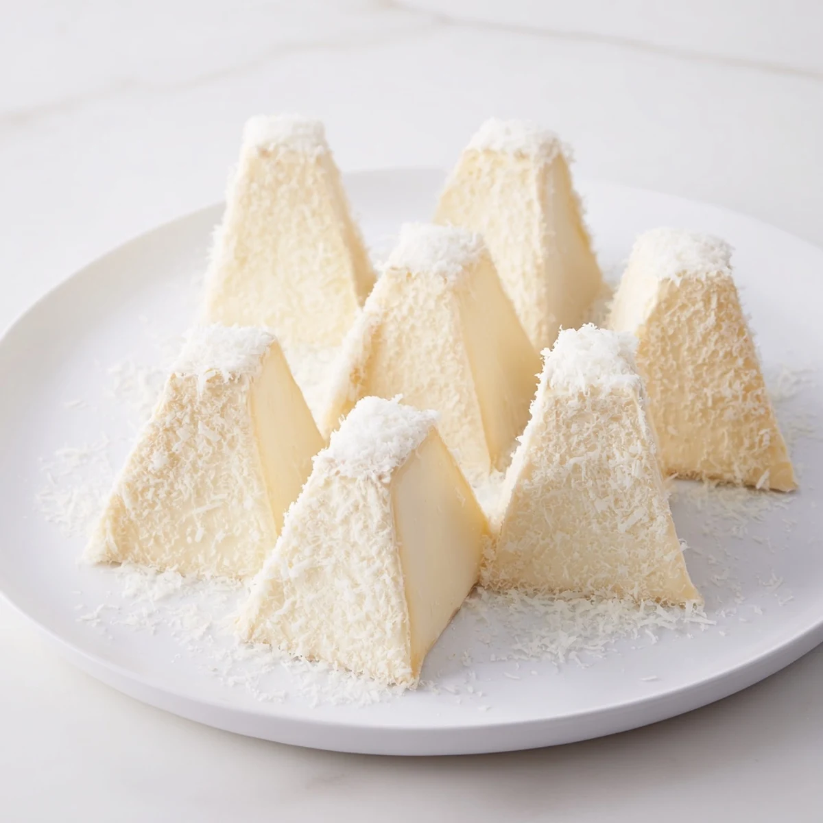 Creamy Brie wedges form The Snowcapped Range, a beautiful appetizer with Parmesan "snow."