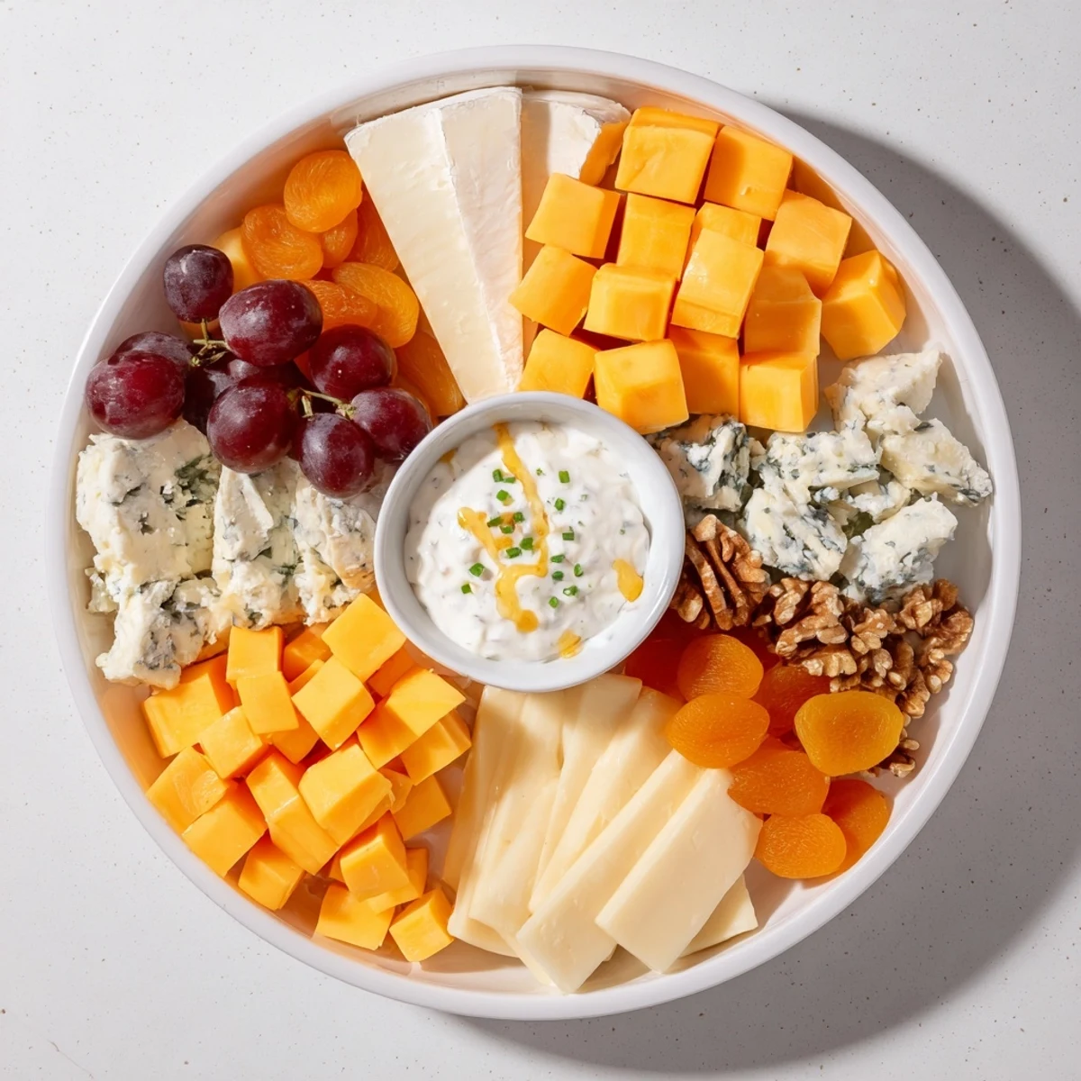 A beautifully arranged Celtic Cross Cheese Platter with assorted cheeses and accompaniments.
