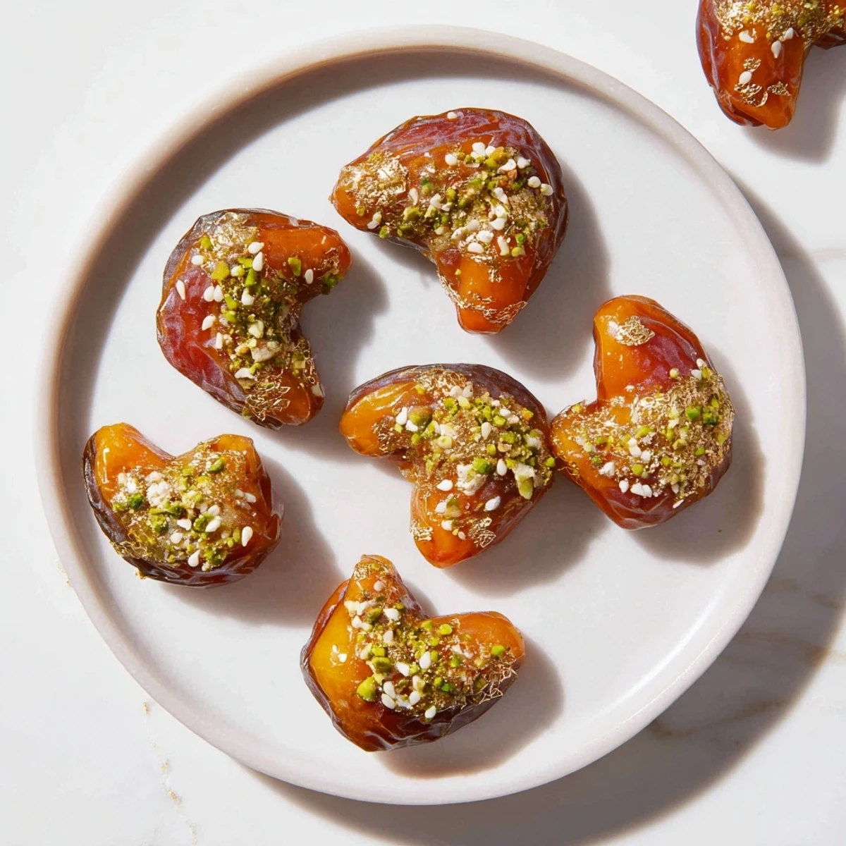 Golden Lunar and Star Date Platter, arranged with shimmering gold leaf and filled with nuts.
