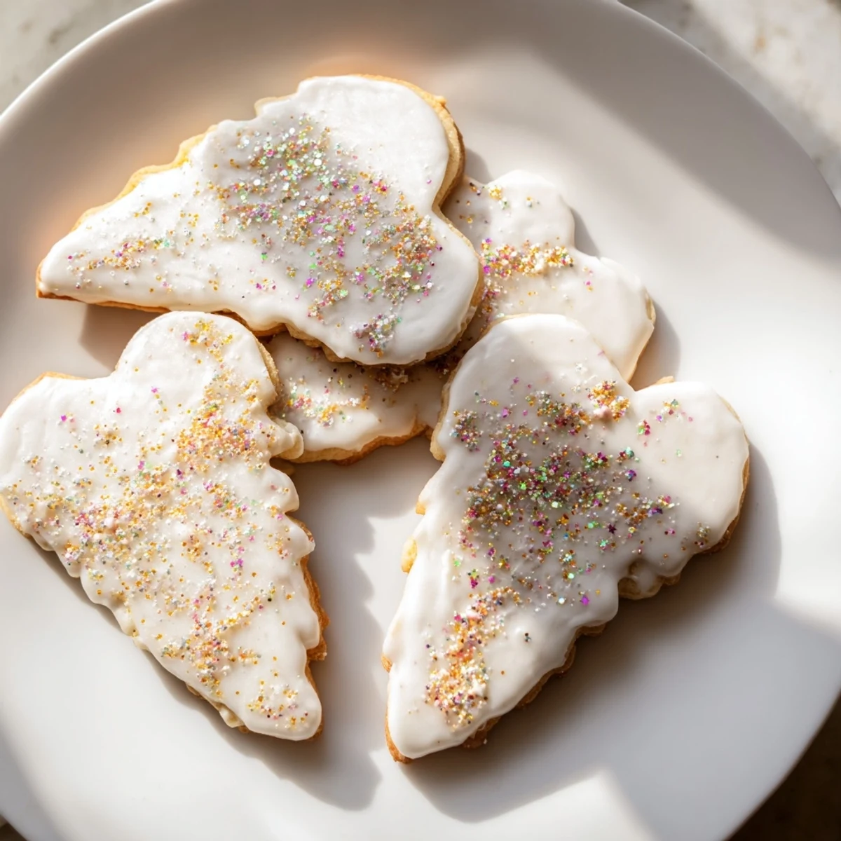 Close-up of golden, crisp angel wings sugar cookies; a perfect treat for sharing or gifting.