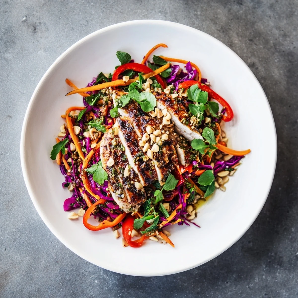 Chicken and Carrot Ribbon Slaw: A colorful bowl of fresh ingredients, ready to enjoy.