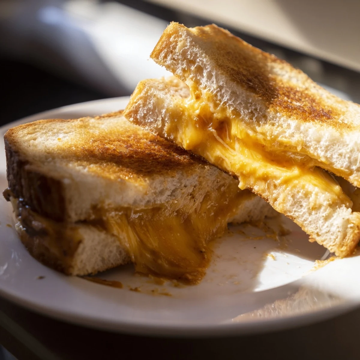 Honey Chipotle Butter Grilled Cheese oozing melted cheddar, golden sourdough, and spicy, sweet butter.