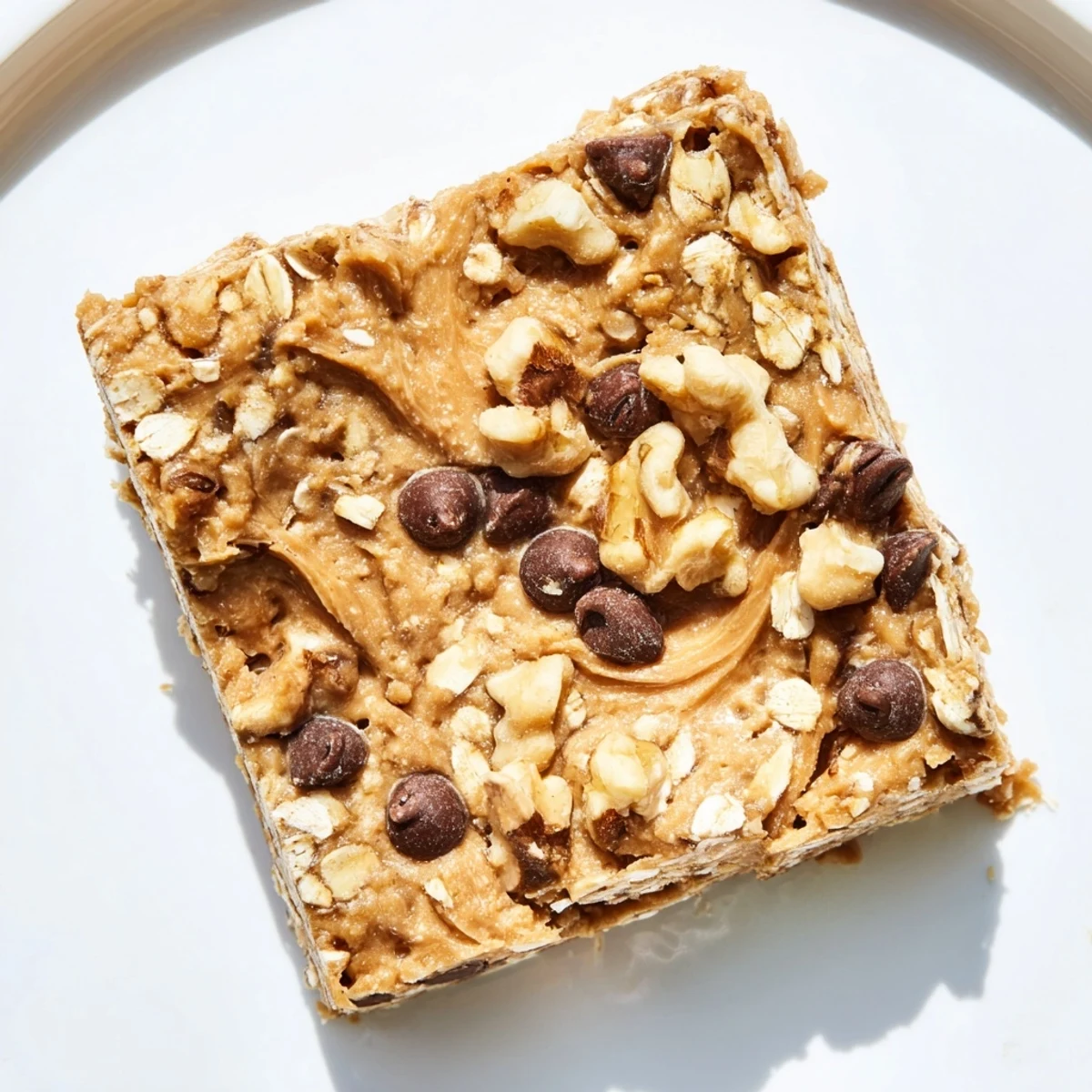 Chewy peanut butter banana oat bars, a delicious no-bake snack, ready to grab and go.