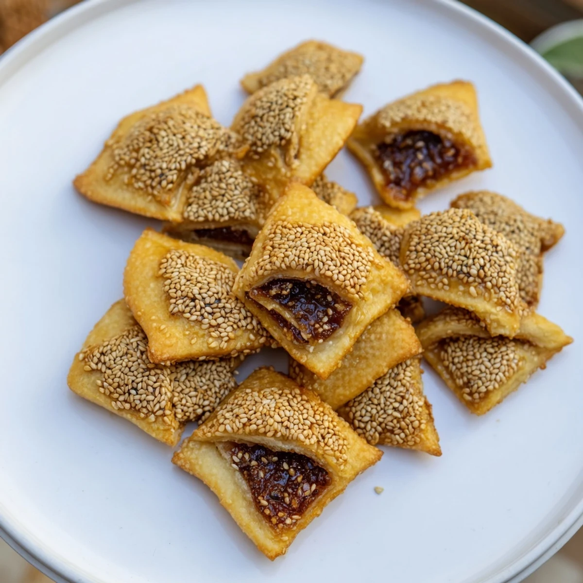 Sweet, aromatic Tunisian Makroudh: a plate of diamond-shaped semolina date cookies ready to be enjoyed.