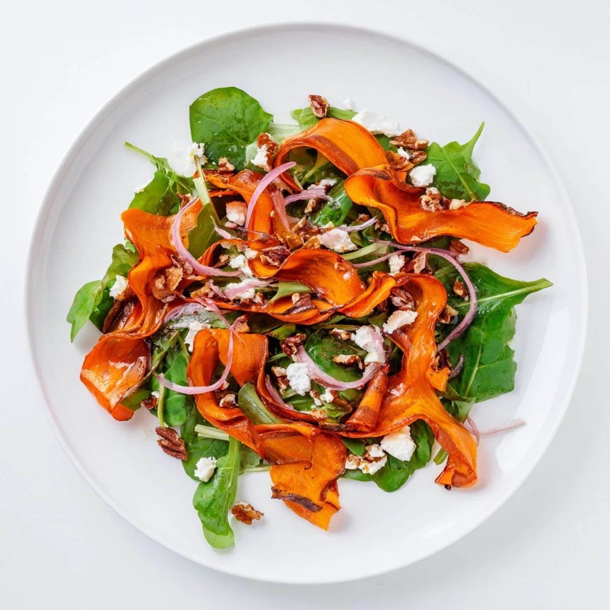 Beautiful presentation of Roasted Carrot Ribbon Salad, perfect for a light lunch or dinner.