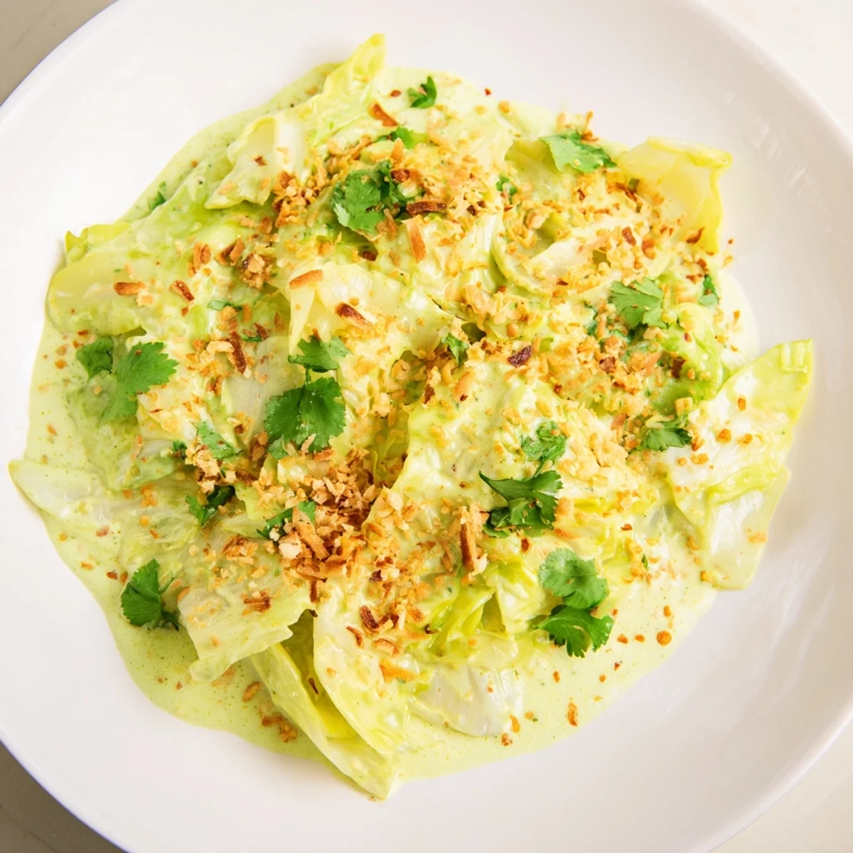 Sattes, aromatisches Gericht aus gedünstetem Kohl in Kokosmilch, perfekt zu langkornreis und gegrilltem Fleisch.