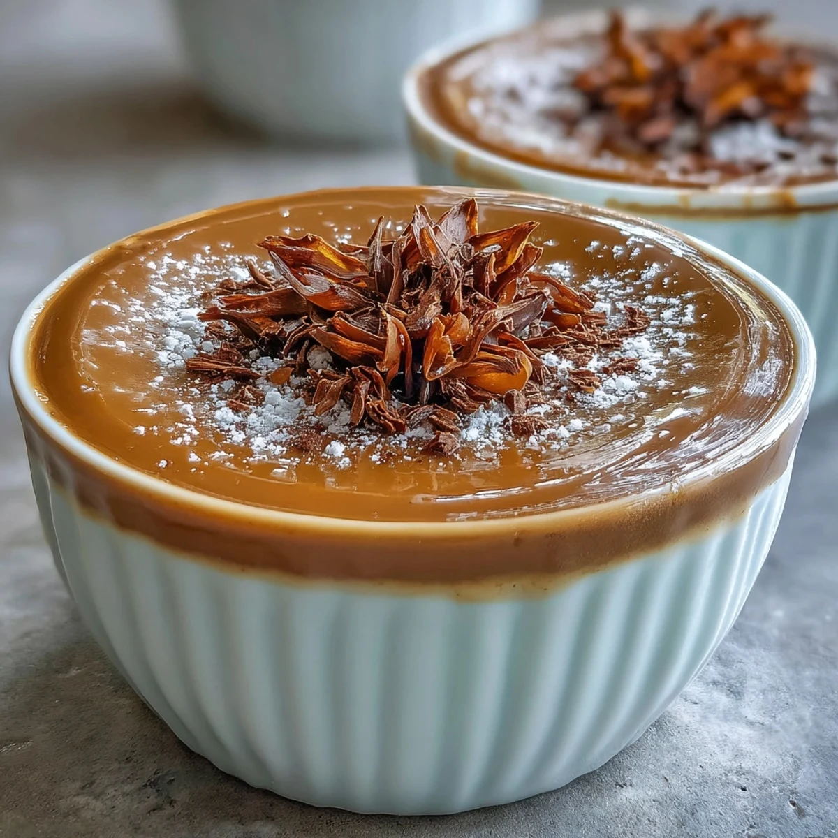 Hojicha Pudding in a glass mit leichtem Schatten, eine cremige Nachspeise für den US-Feierabend.