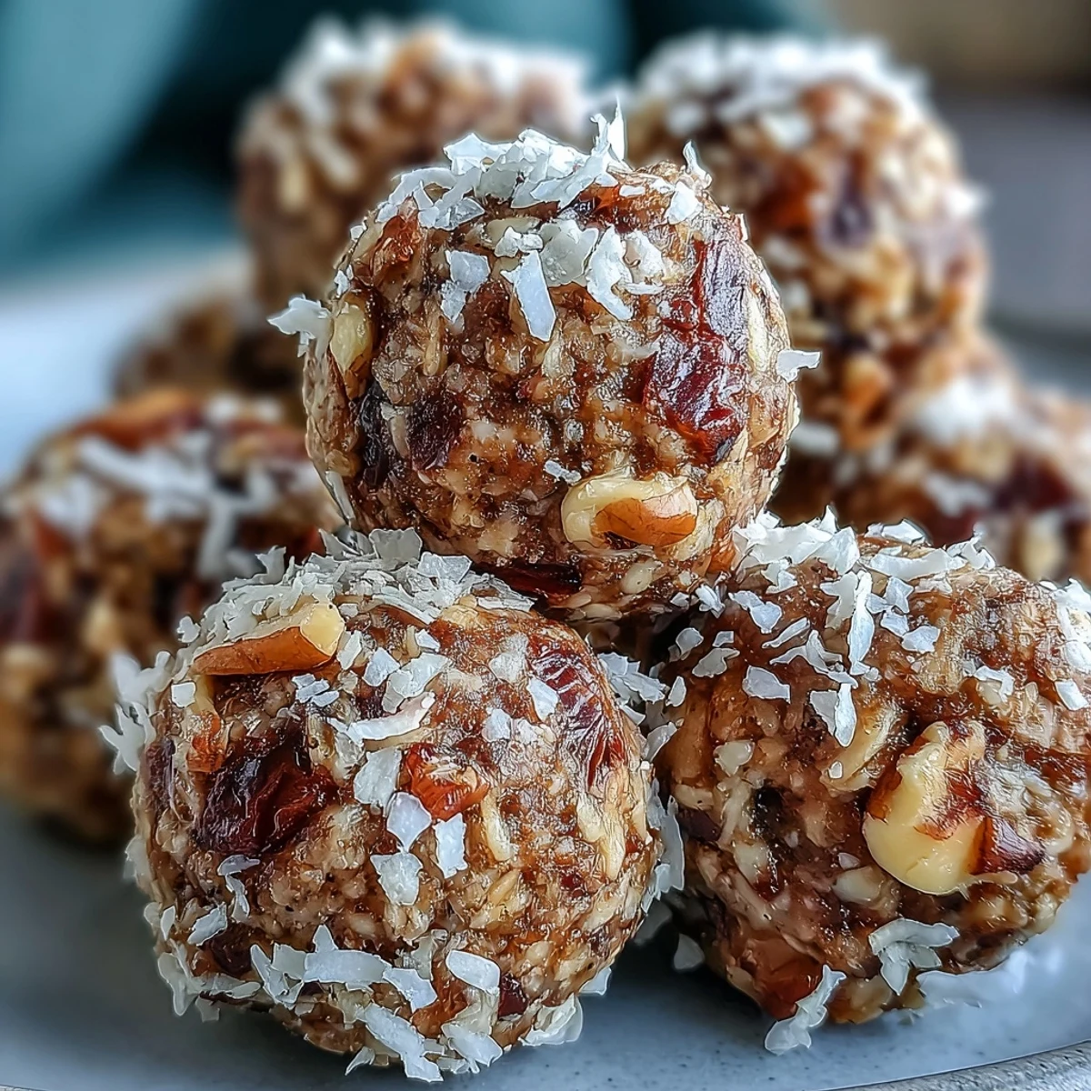 Glazed Tahini-Date Energy Balls rolled in shredded coconut, a wholesome vegan snack for busy U.S. mornings.