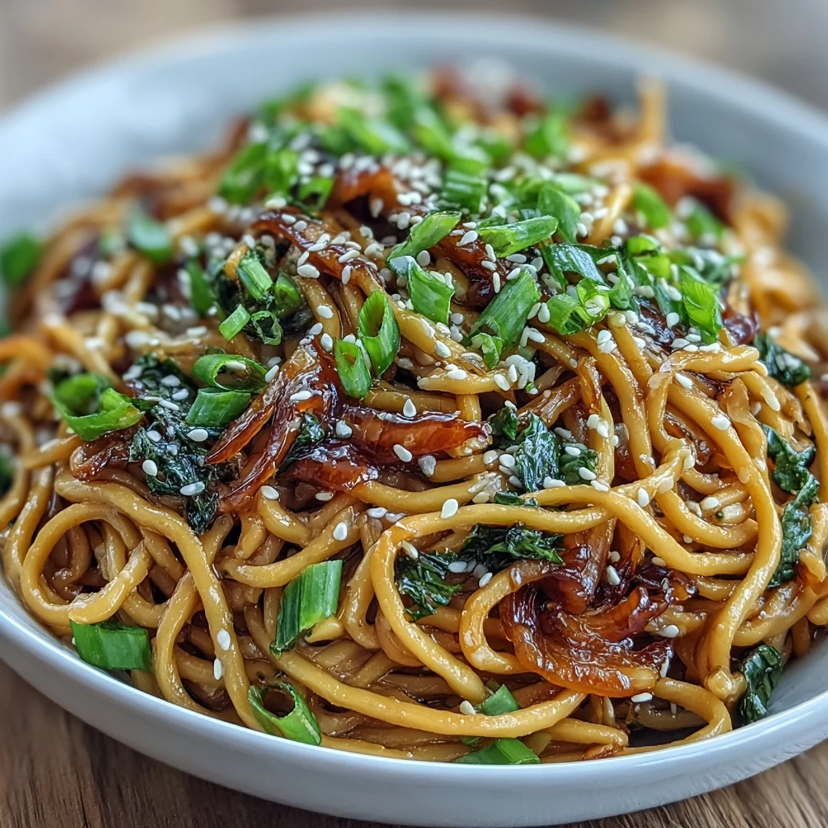 1. Asian Ginger Scallion Noodles with Soy Glaze – bunte Nudeln mit frischem Ingwer, Frühlingszwiebeln und herzhaft-süßer Sojasauce, ein schnelles und aromatisches Gericht.  