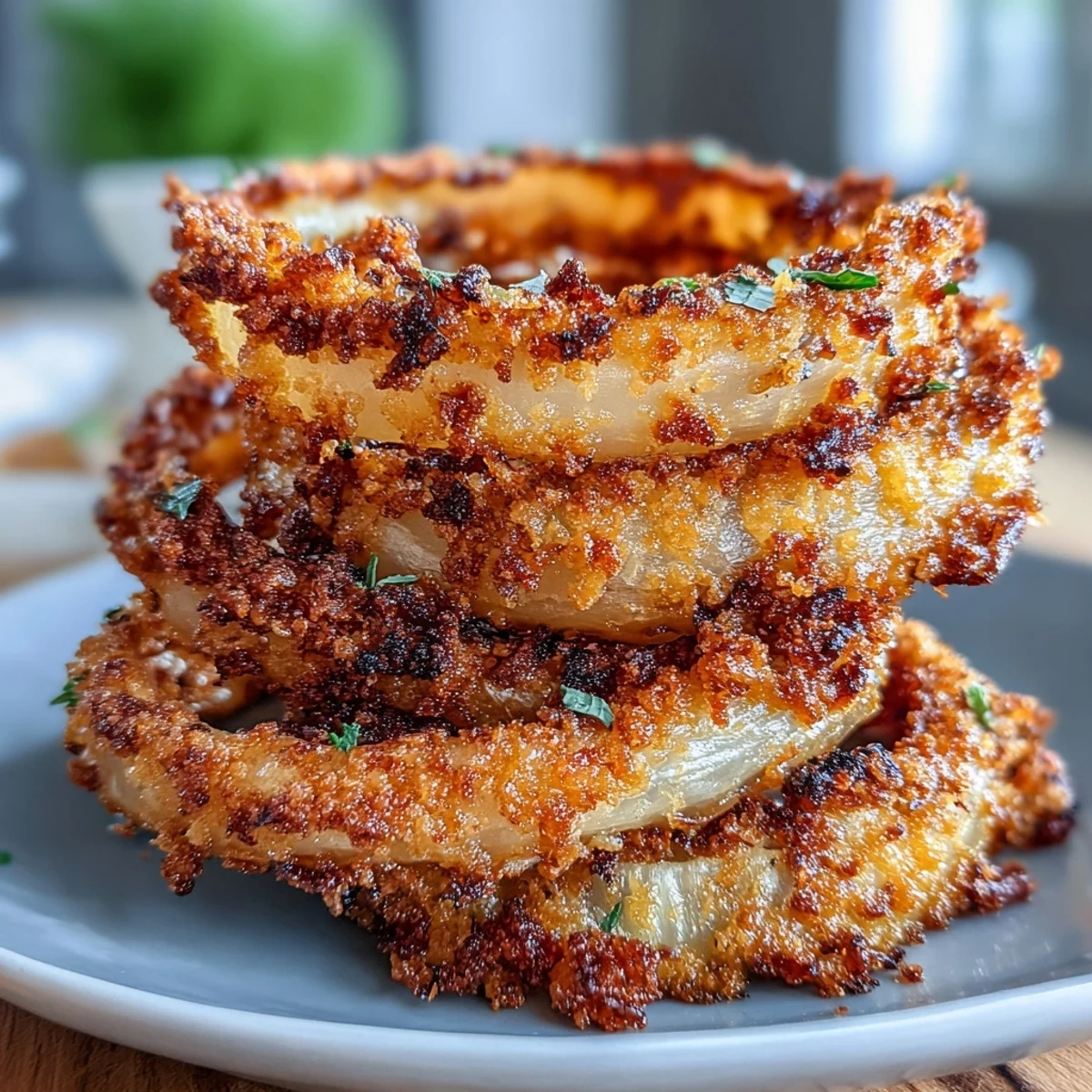 Gebackene Zwiebelringe Paprika Dip