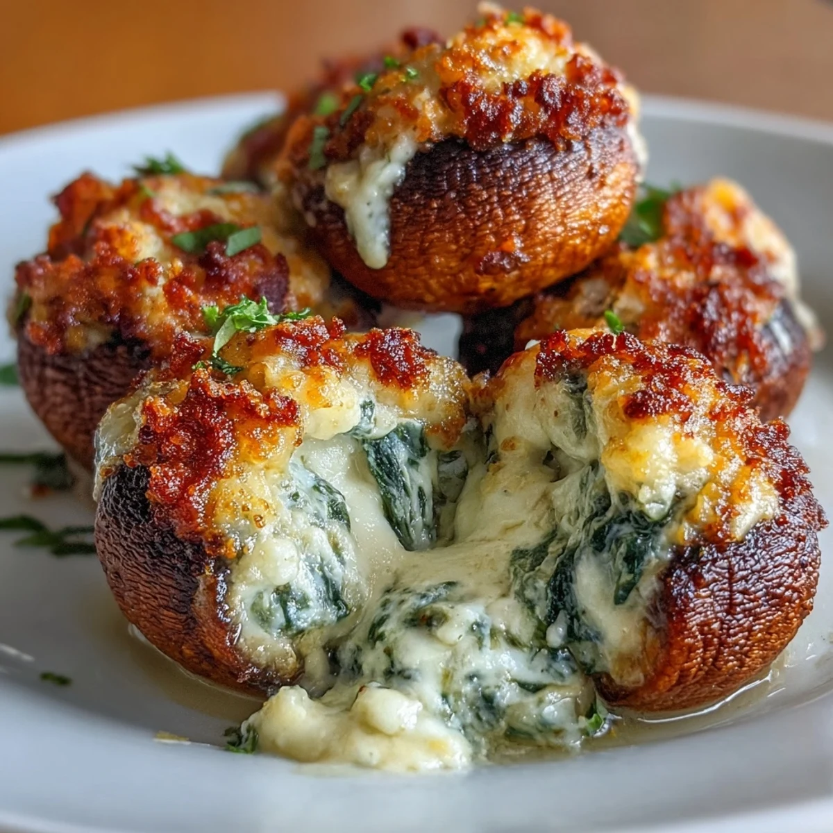 Gefüllte Pilze mit Spinat