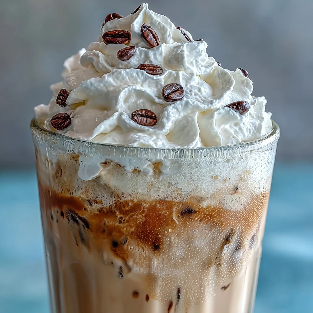 1. Ein cremiger, gekühlter Kaffee-Drink mit echten Vanille-Bohnen, gekrönt von luftiger Kokos-Sahne.  