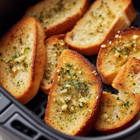 Knuspriges gefrorenes Knoblauchbrot aus dem Airfryer.