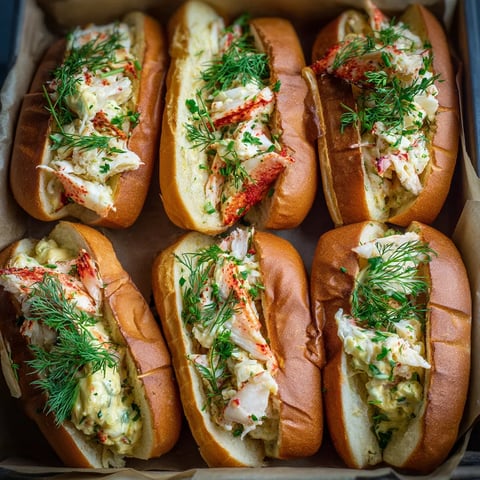 Ein Box mit sechs North Sea Crab Rolls mit Lemon Aioli.