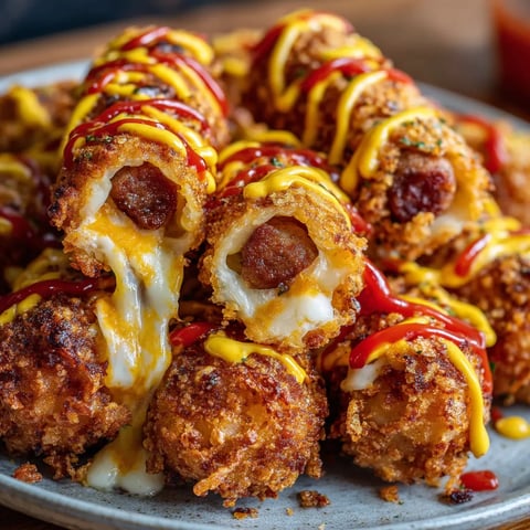 Eine Platte mit koreanischen Kartoffelhühnchen, die mit Ketchup und Mayonnaise garniert sind.