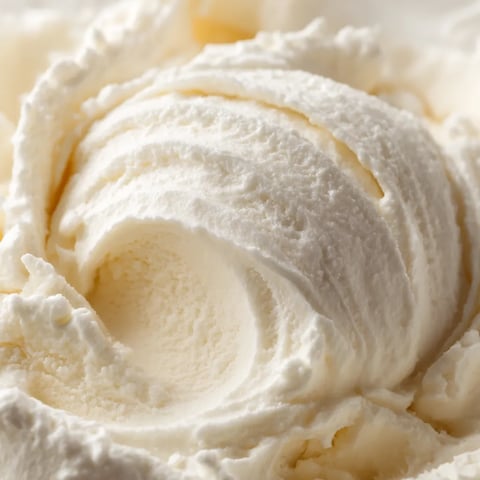 Eine Schmelze aus Käse und Eis, die wie Kottage Käse aussieht.