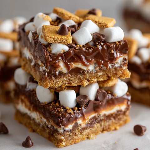 Eine Schicht aus Marshmallows und Schokolade auf einem Bars.