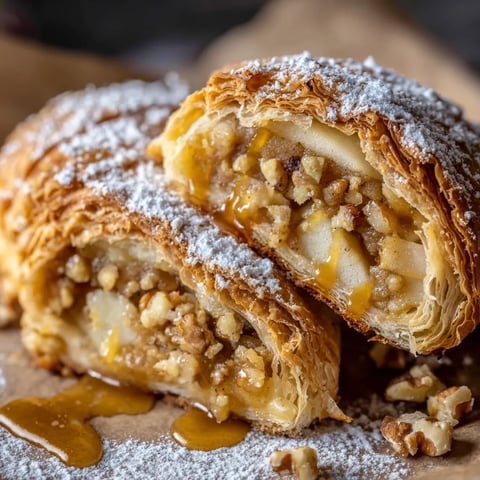 Ein Bratapfel-Törtchen mit Nuss-Marzipan-Füllung.