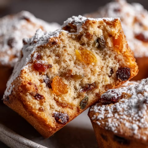 Ein Stück Christstollen-Muffins mit Marzipan.
