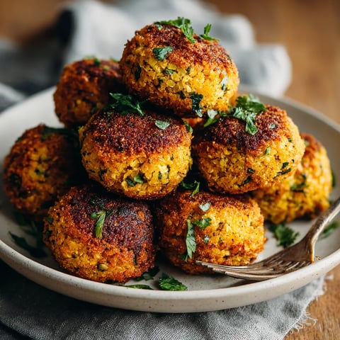 Eine Platte mit Gesunden Falafel aus dem Backofen.