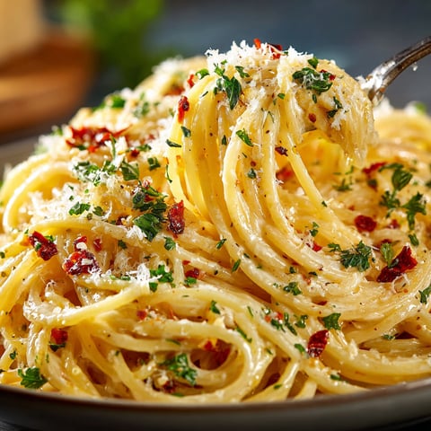 A plate of pasta with Parmesan cheese and herbs.