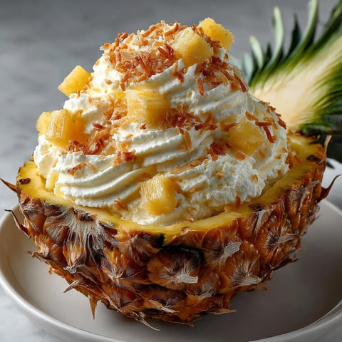 A pineapple with a white cream topping.