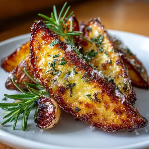 A plate of fried potatoes with herbs and salt.