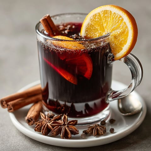 A Japanese-inspired Miso Glühwein with a slice of orange on top.