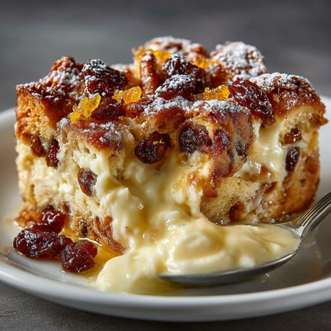 A slice of German Christmas Pretzel Bread Pudding.