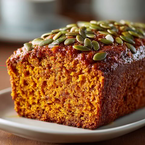 A loaf of whole grain spelt moist pumpkin bread.