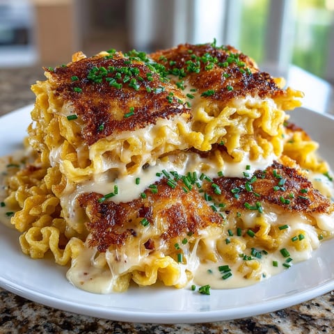 Käsespätzle: Golden, cheesy German noodles bubbling hot from the oven, ready to serve family style.