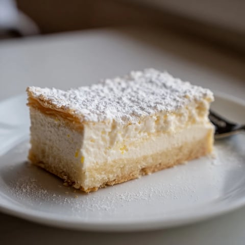 Leichter, cremiger deutscher Käsekuchen mit buttrigem Boden und Zitronenzesten.