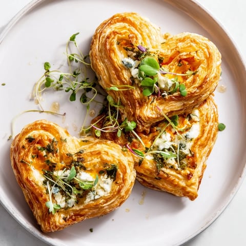 Golden Cœurs Entrelacés appetizer, baked to a delicious crisp, filled with creamy goat cheese.