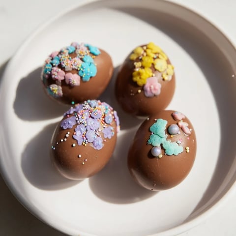 A vibrant display of decorated Easter egg candy, ready to be enjoyed as a delightful dessert.