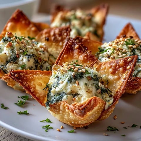 Goldene Wonton-Schalen mit cremigem Feta und Spinat, fertig fürs Partybuffet.