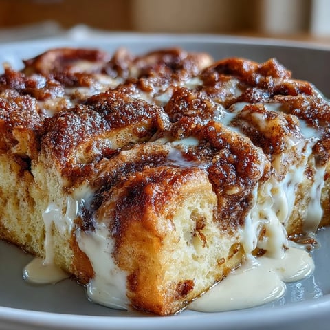 Goldbraune Backlinge des Cream Cheese Swirl Cinnamon Roll French Toast Bake strahlen im Ofenlicht, zart geröstet und überzuckert.