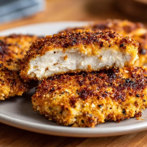 Ein Plate mit Pretzel-Crusted Chicken Cutlets.
