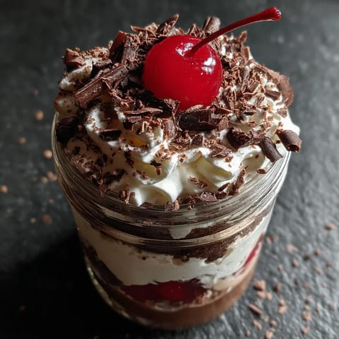 Eine Schokoladenkugel mit einem Cherry auf dem Dach.