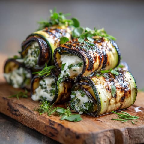 Grilled Zucchini Rolls mit Cream Cheese.