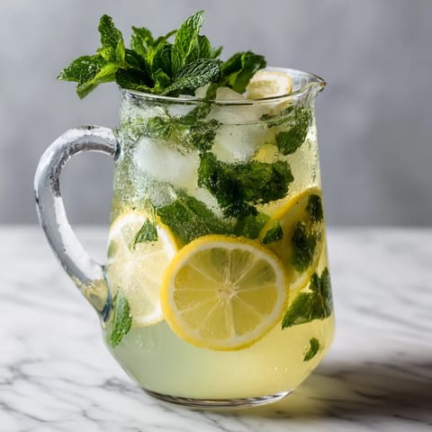 Ein Glas Elderflower Lemonade mit Mint.