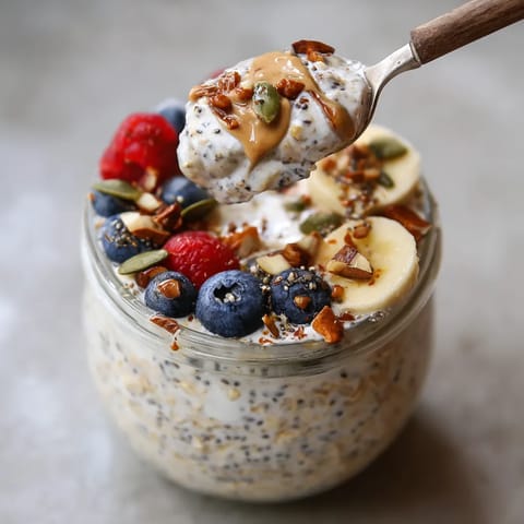 Ein Glas mit einer Mischung aus Nüssen, Bananen, Raspberries, Blueberries, Walnuts, Yogurt und Nougat.