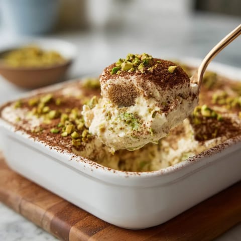 Ein Boden mit einer Pistachio Tiramisu.