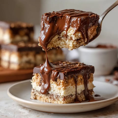 Eine Platte mit Milchmädchen Chocolate Drizzle Bars, die mit Schokoladenglasur übergossen sind.