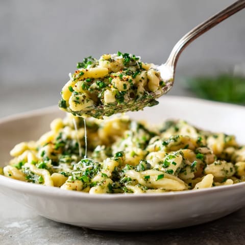 Ein Schalen mit Spätzle, die mit einer Schüssel gereicht werden.