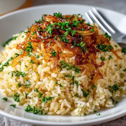 A white plate with rice and vegetables.