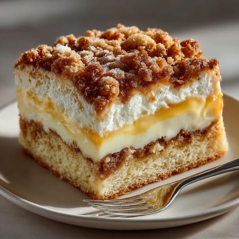 A slice of cake with a fork on a plate.