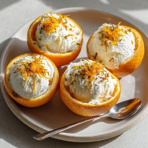 Four orange cream cups on a plate.