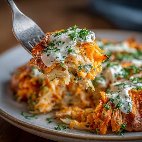A plate of food with a fork on it.