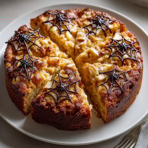 A slice of sugar-free spooky apple cake.