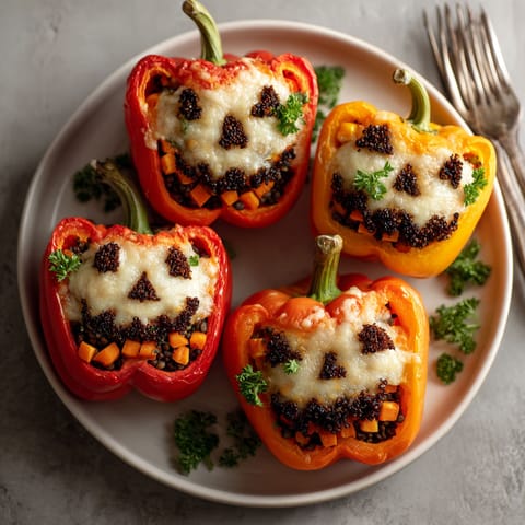A plate of peppers with faces drawn on them.